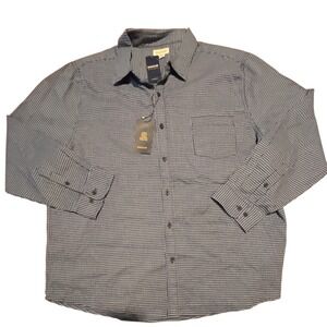 Haggar Mens Blue Reef Tuckless Shirt XXL Long Sleeve Button Down